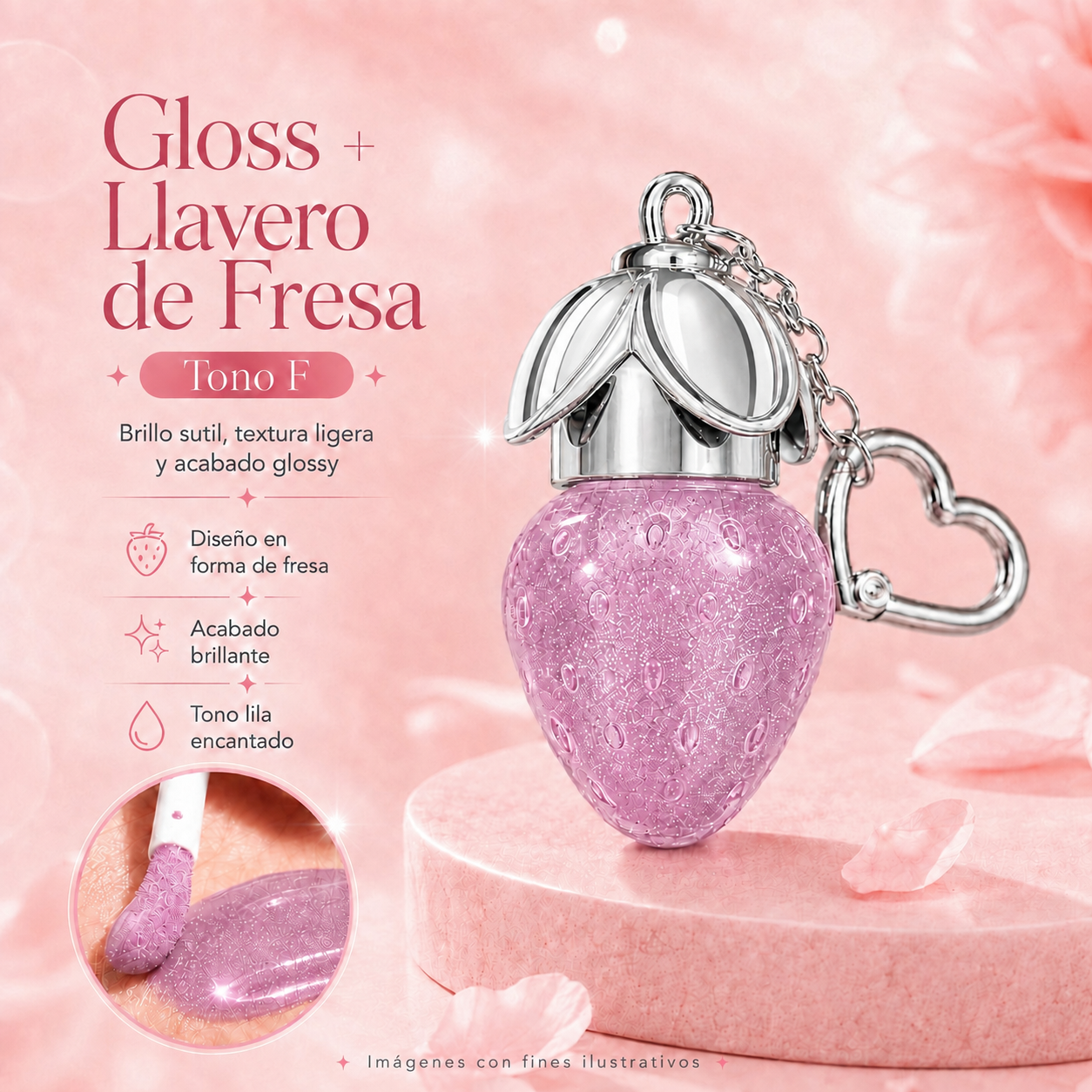 Lip Gloss llavero Fresa 🍓 aplicador Grueso _9
