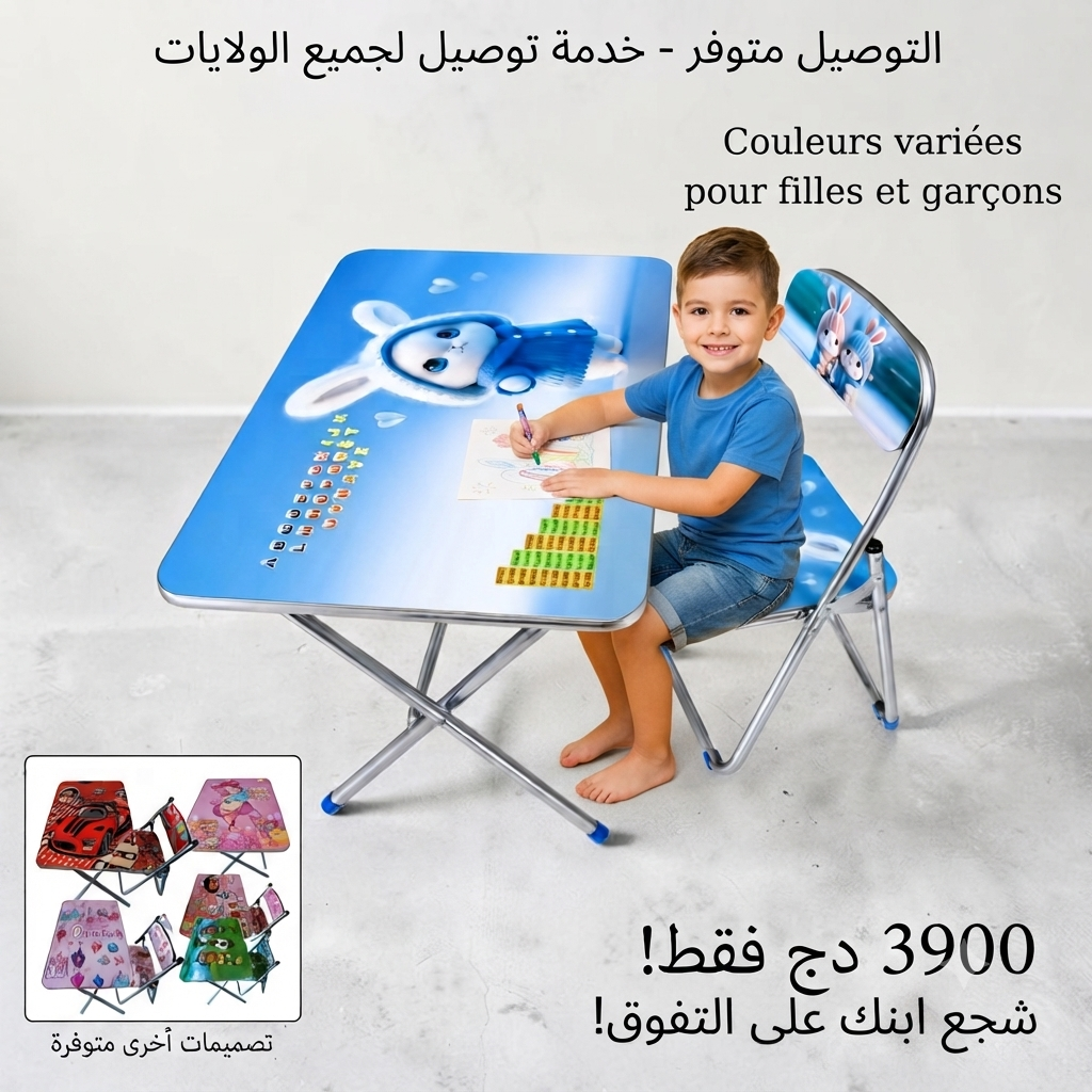 مكتب أطفال تعليمي قابل للطي 🐰📚_4