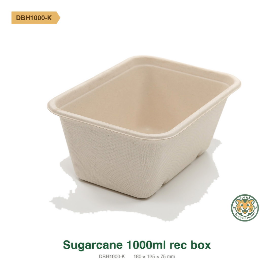 Bagasse Rectangular Box / 1000ml / Brown (RM0.3582/pc)