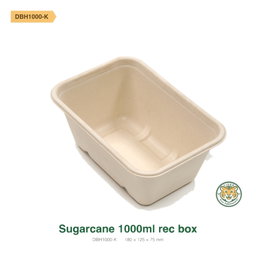 Bagasse Rectangular Box / 1000ml / Brown (RM0.3582/pc)