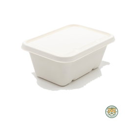 Bagasse Rectangular Box / 1000ml / White (RM0.3582/pc)