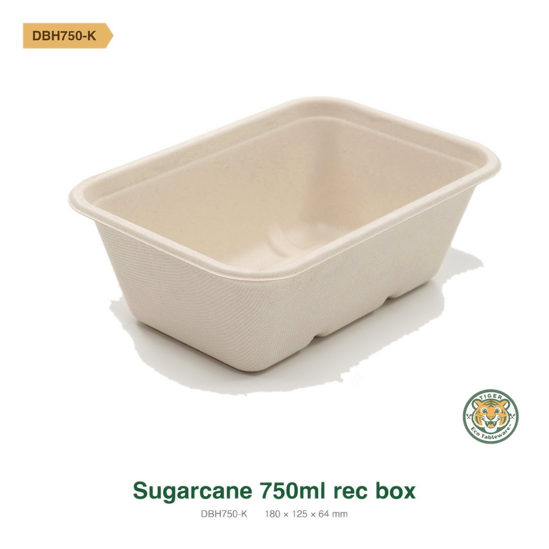 Bagasse Rectangular Box / 750ml / Brown (RM0.3230/pc)