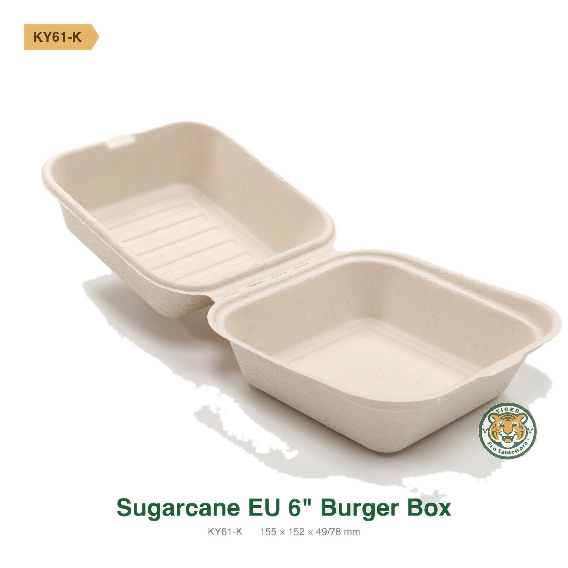 Bagasse EU 6" Burger Box / Brown (RM0.3724/pc)_0