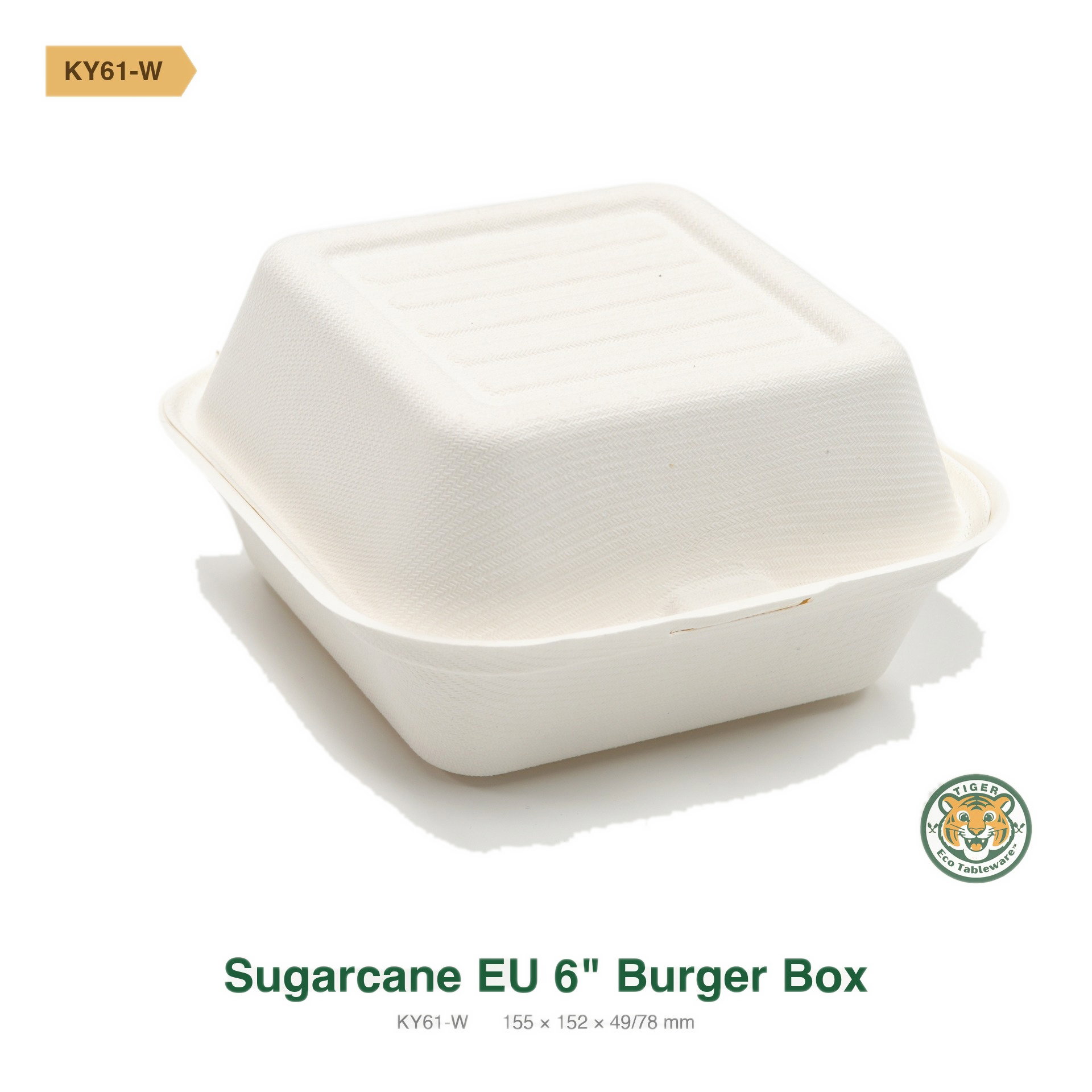 Bagasse EU 6" Burger Box / White (RM0.3724/pc)_1