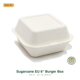 Bagasse EU 6" Burger Box / White (RM0.3724/pc)