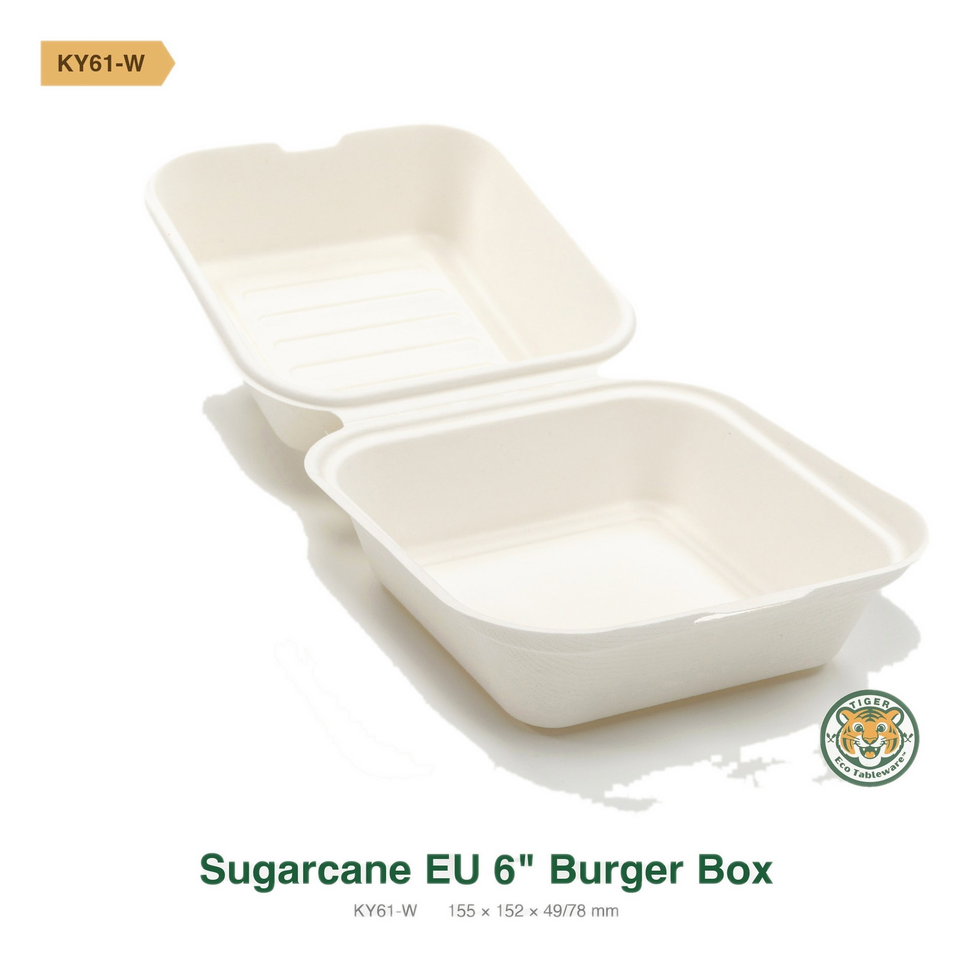 Bagasse EU 6" Burger Box / White (RM0.3724/pc)_0