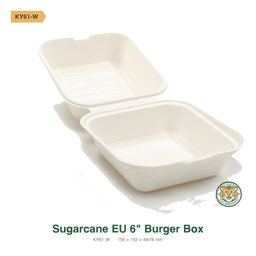 Bagasse EU 6" Burger Box / White (RM0.3724/pc)