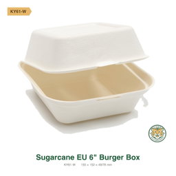 Bagasse EU 6" Burger Box / White (RM0.3724/pc)