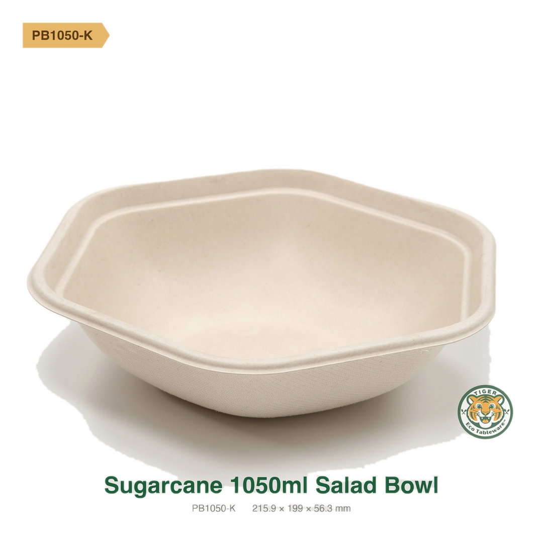 Bagasse Salad Bowl / 1050ml / Brown (RM0.3584/pc)