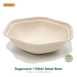 Bagasse Salad Bowl / 1700ml / Brown (RM0.5614/pc)