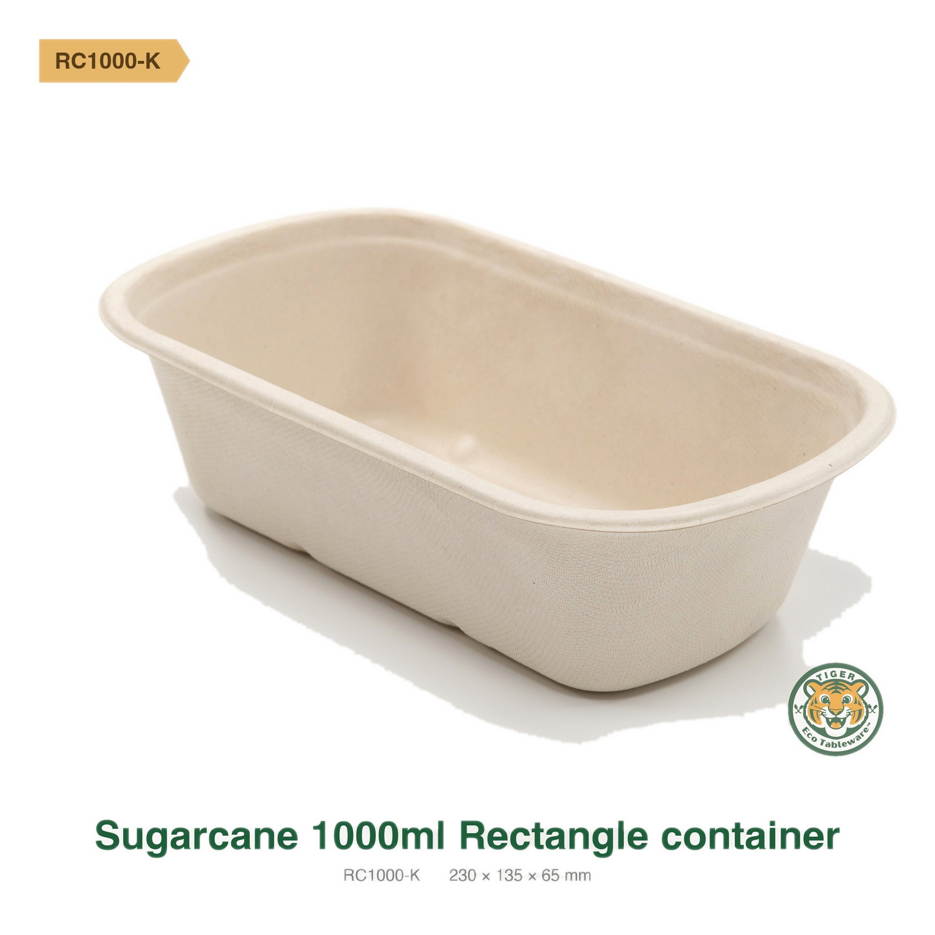 Bagasse Rectangular Container / 1000ml / Brown (RM0.4242/pc)_0