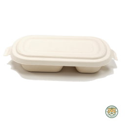 Bagasse Rectangular Container / 750ml 2-Compartment / Brown (RM0.3360/pc)