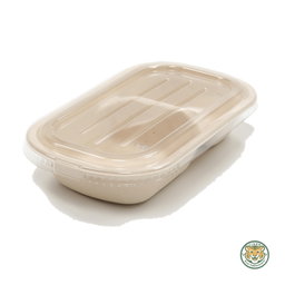 Bagasse Rectangular Container / 750ml 2-Compartment / Brown (RM0.3360/pc)