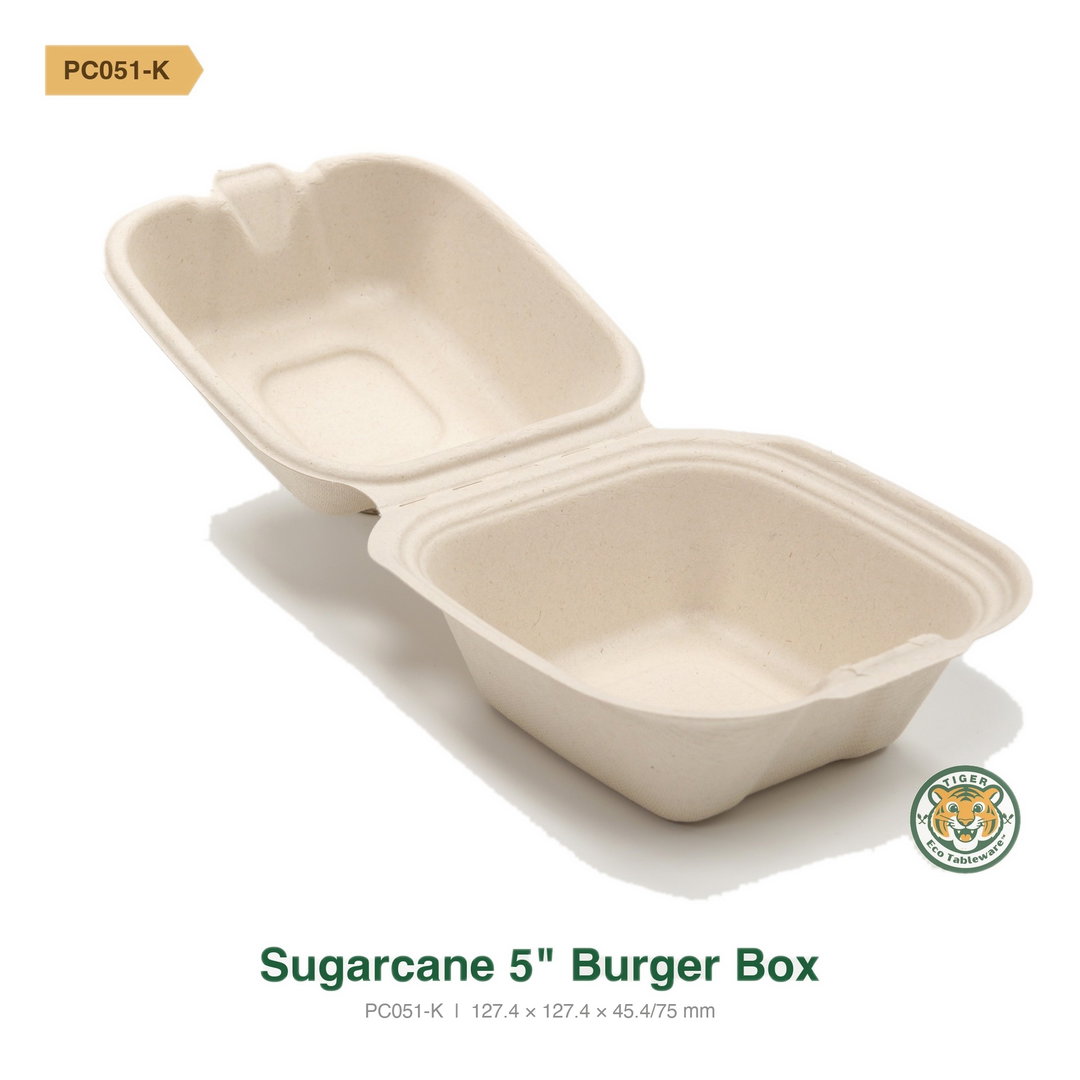 Bagasse 5" Burger Box / Brown (RM0.2438/pc)