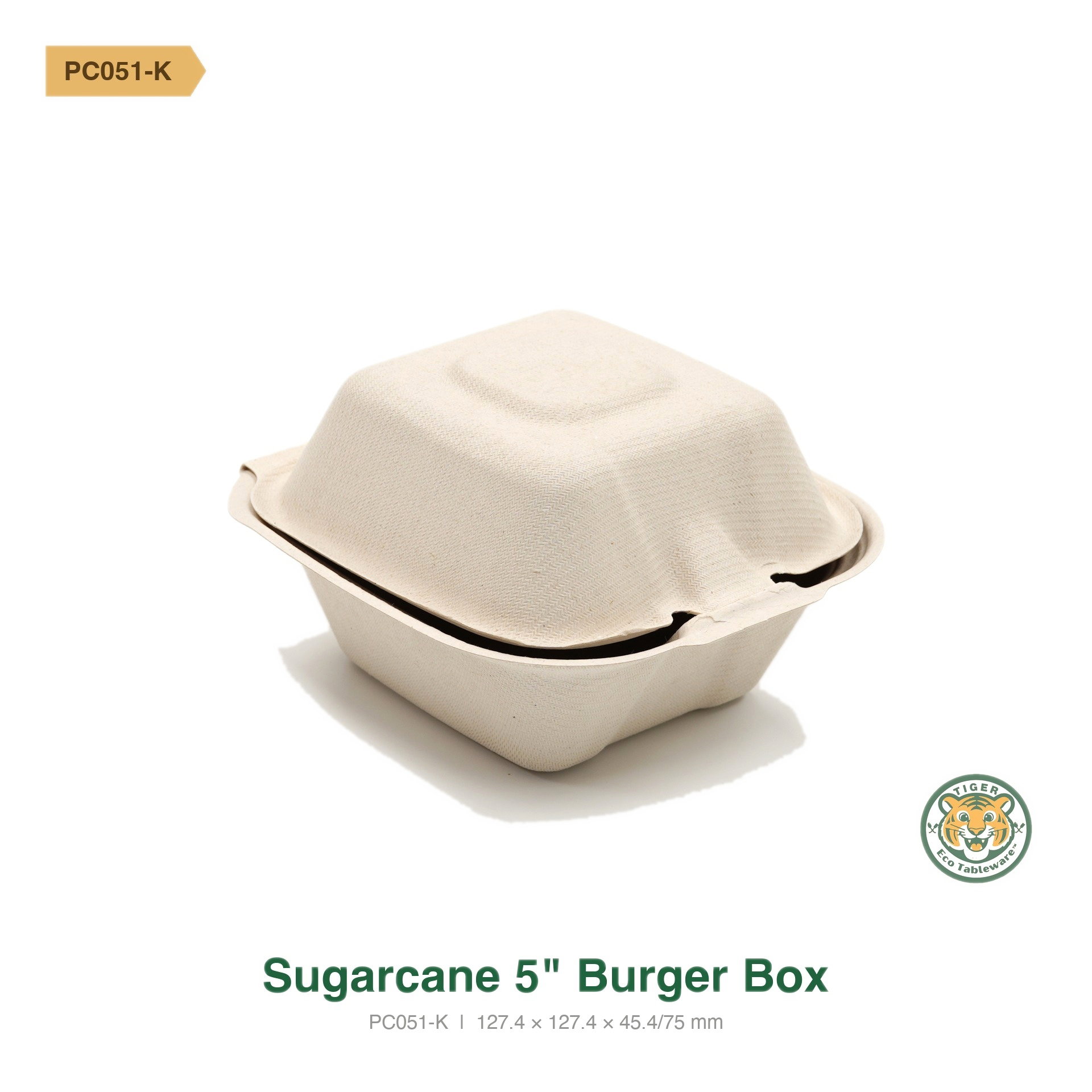 Bagasse 5" Burger Box / Brown (RM0.2438/pc)_1