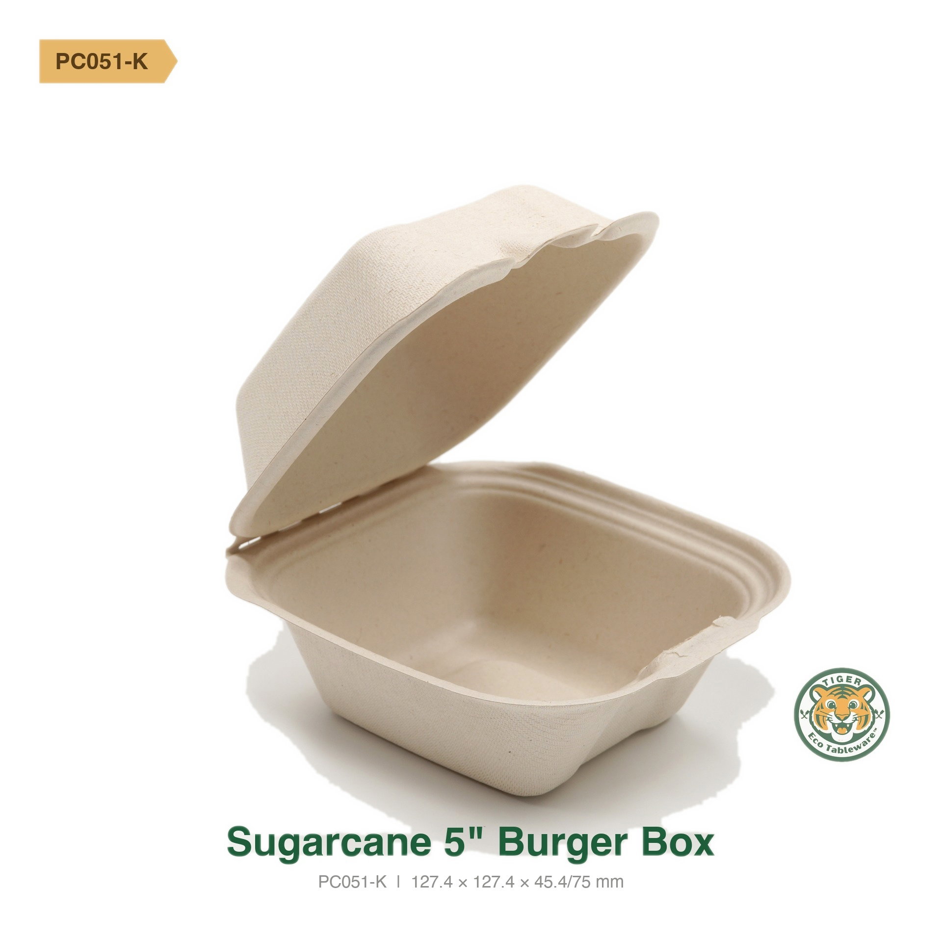 Bagasse 5" Burger Box / Brown (RM0.2438/pc)_2