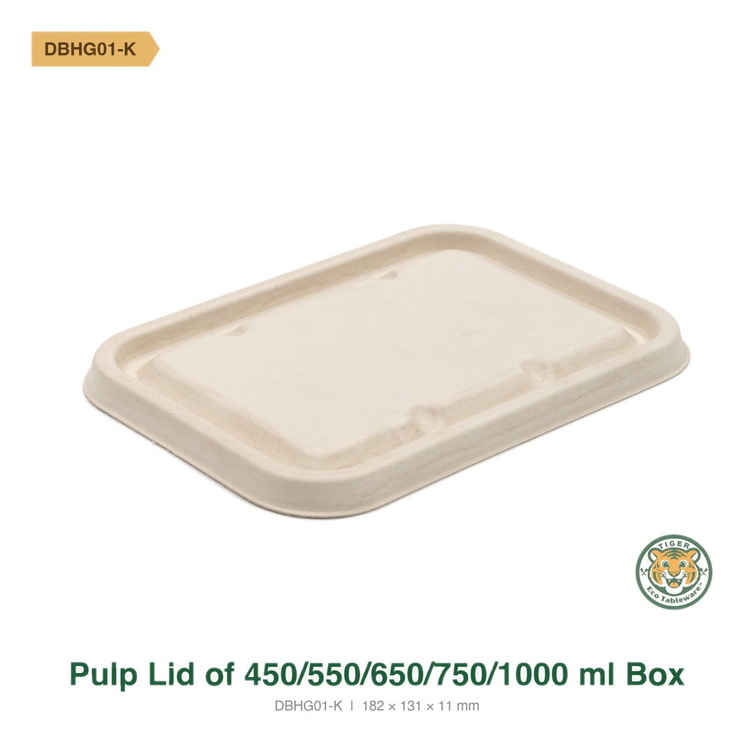 Bagasse Pulp Lid of 450–1000ml Box / Brown (RM0.2226/pc)