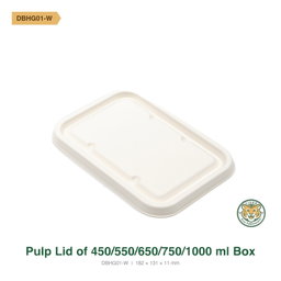Bagasse Pulp Lid of 450–1000ml Box / White (RM0.2226/pc)