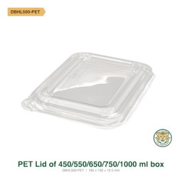 PET Lid for Bagasse Rectangular Box 450–1000ml (RM0.2586/pc)