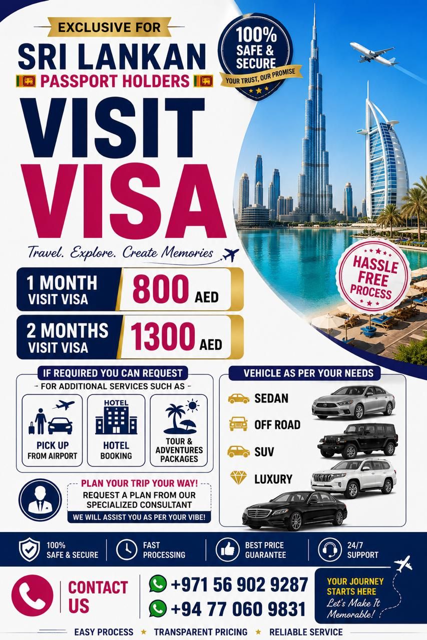 2 Month UAE Visit Visa for Sri Lankan