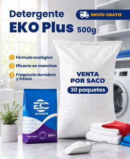 *🔹 Detergente EKO Plus 500g* 📌 Venta por Saco, 30 Paquetes- Factura