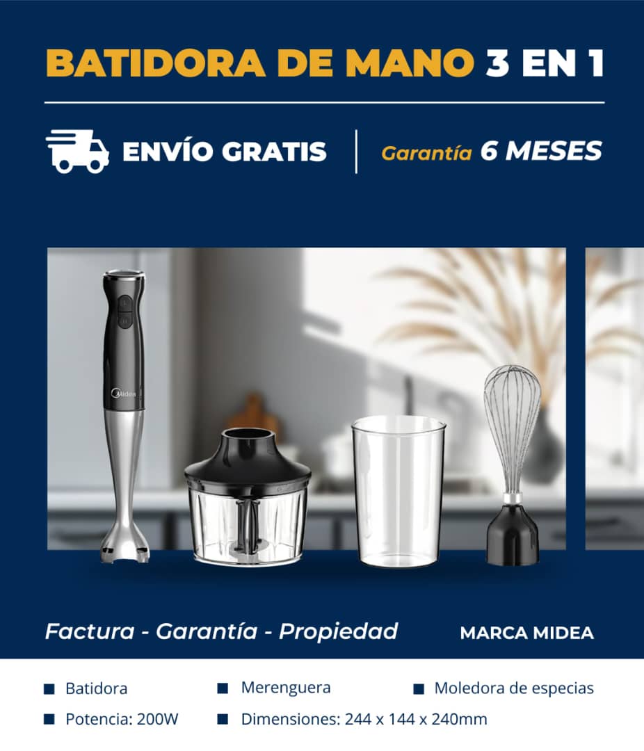 🔹 *Batidora de Mano 3 en 1 Marca Midea*- 6 meses de Garantía- Factura y Propiedad
