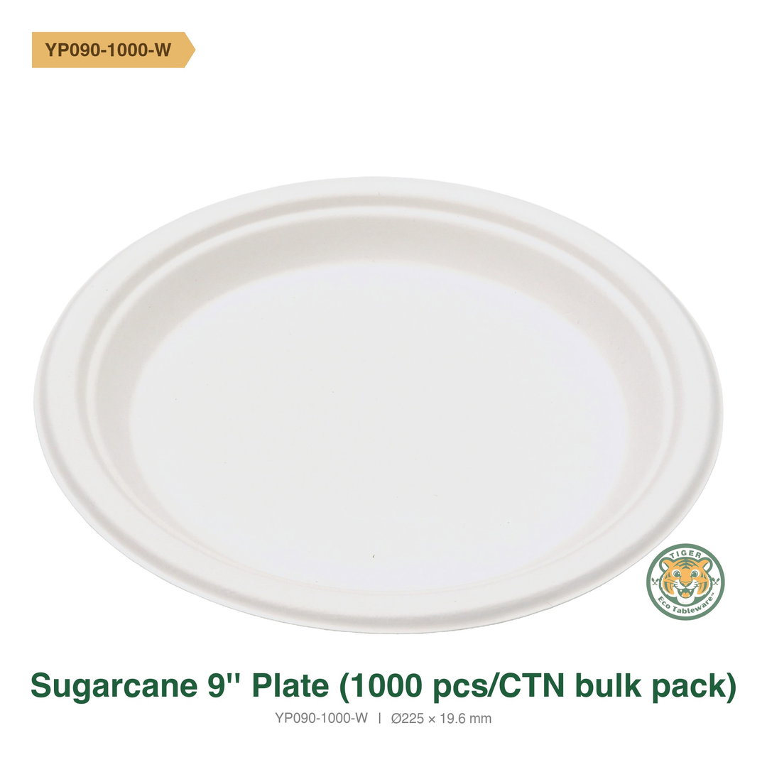 Bagasse 9" Plate (1000 pcs/CTN bulk pack) / White (RM0.2528/pc)