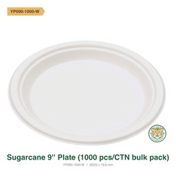 Bagasse 9" Plate (1000 pcs/CTN bulk pack) / White (RM0.2528/pc)