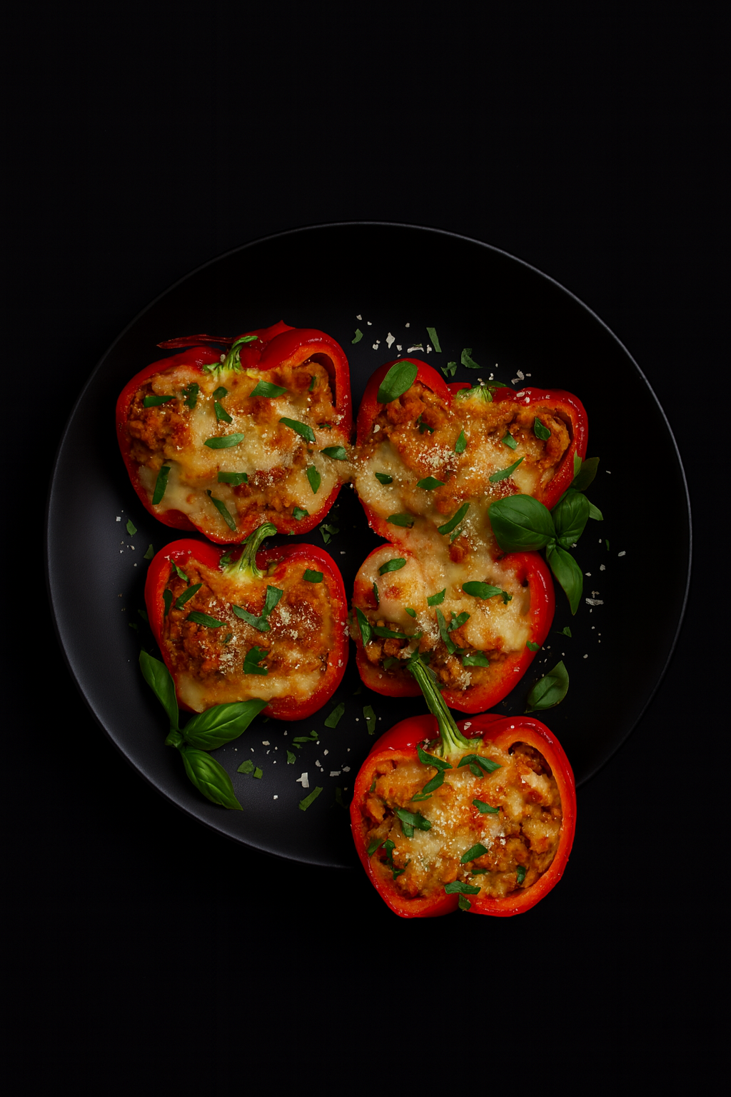 Перцы запеченные с рубленной говядиной и овощами, под сырной корочкой /Заказ от 4 порций