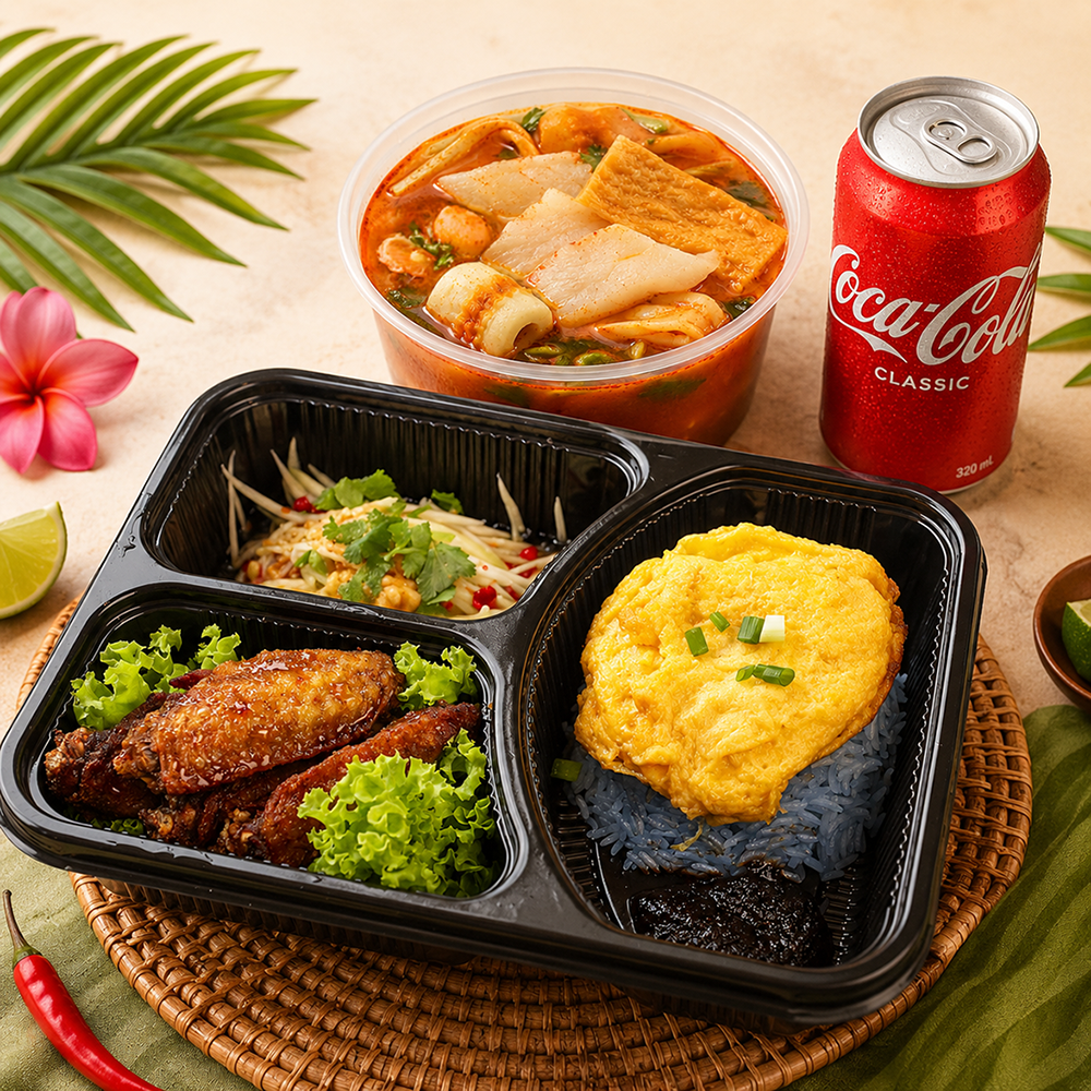 Crispy Chicken Midwings with Butterfly Pea Coconut Rice_0