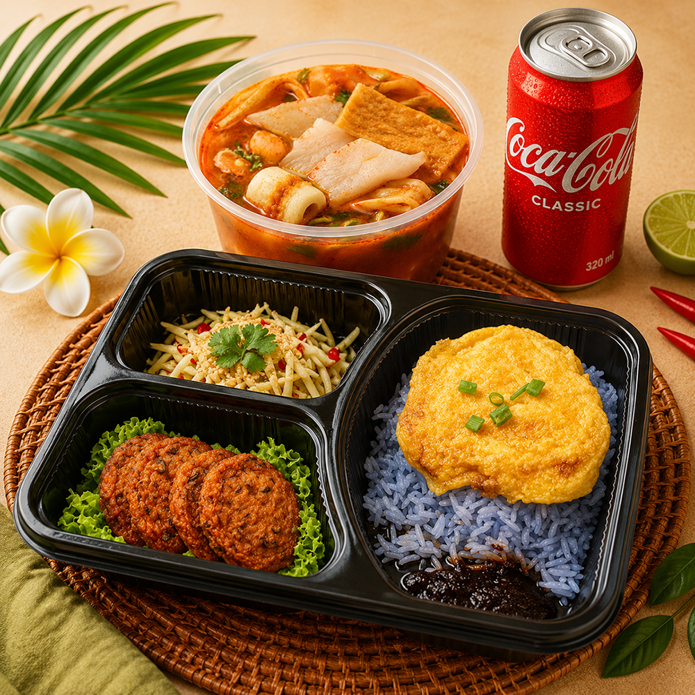 Thai Fish Cake with Butterfly Pea Coconut Rice_0