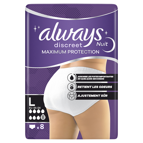 ALWAYS Discreet Culottes - Taille L - Protection Maximale, 8 unités_0