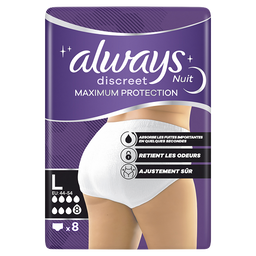 ALWAYS Discreet Culottes - Taille L - Protection Maximale, 8 unités