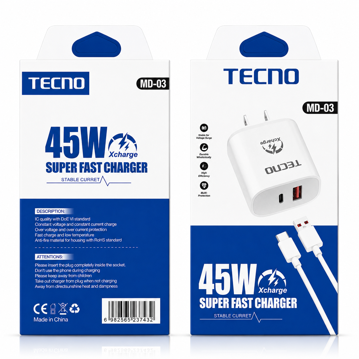 Cargador Tecno Micro-USB | 45W (2 Puertos) _0