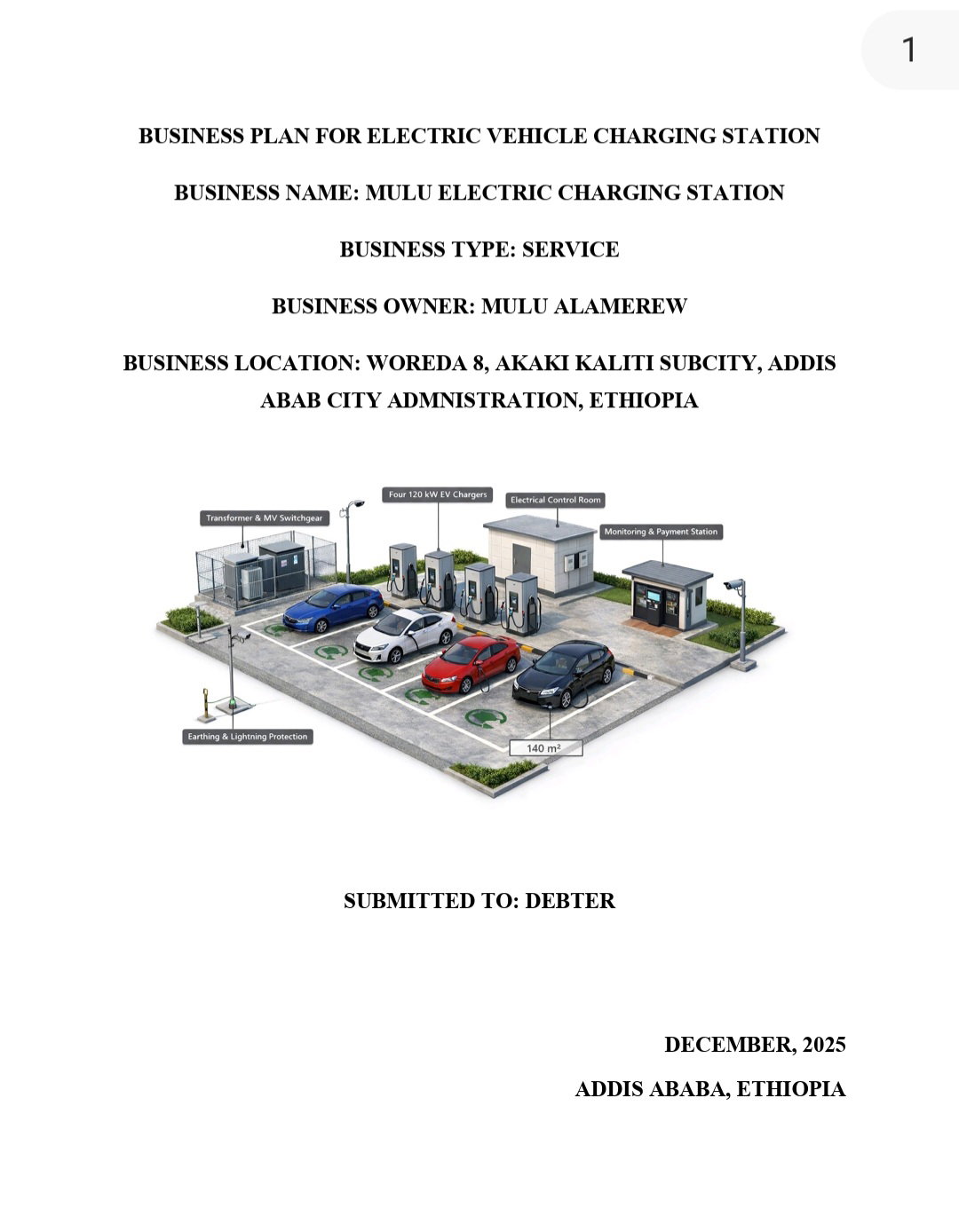Business Plan for Electric Vehicle Charge in Addis Ababa 
