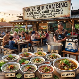 PAK YA SUP KAMBING 1 MALAYSIA,PARIT SULONG DI BUKA JAM 3.00 PETANG HINGGA 12.00 MLM TEL 017-730 7335 PAK YA
