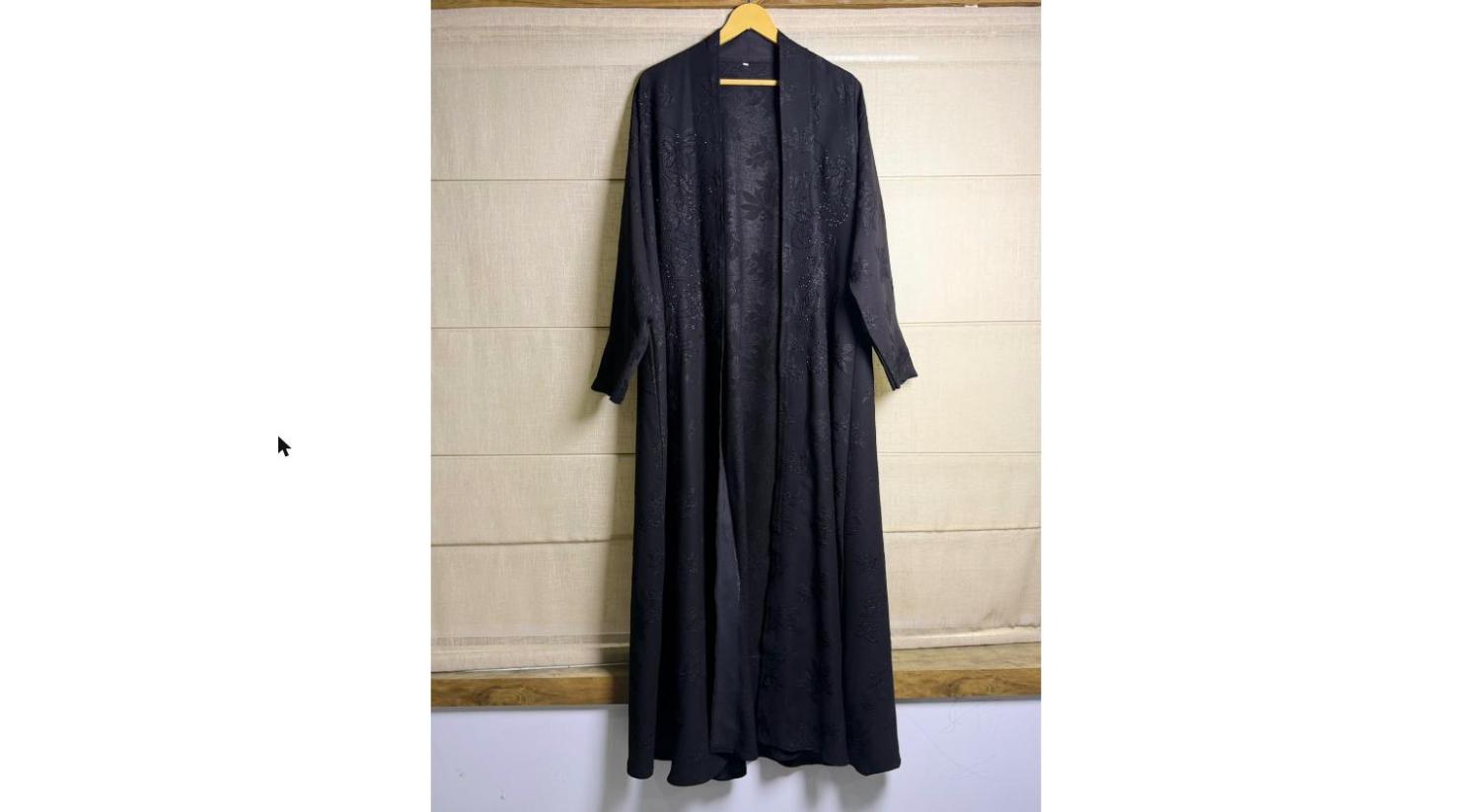 Liara Black Jacquard Open Abaya_0