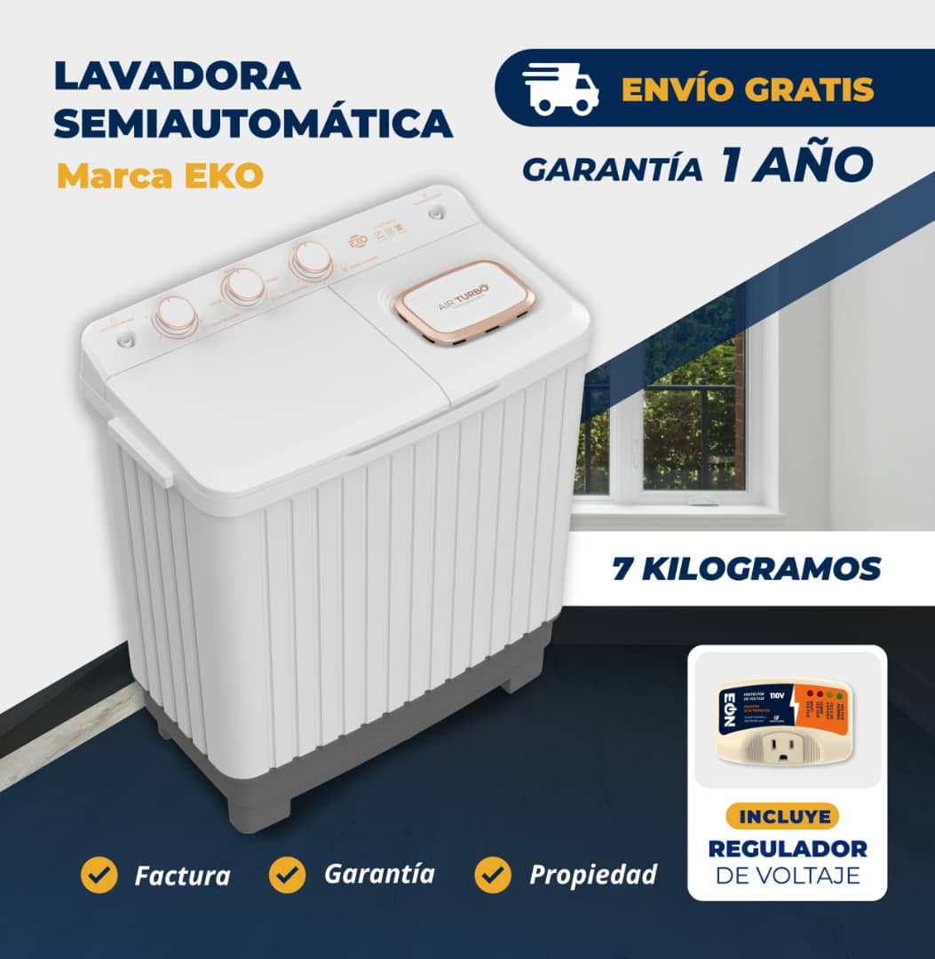 🔷 *Lavadora Semiautomática 7 kg Marca EKO*- Un año de Garantía   - Factura garantía y propiedad