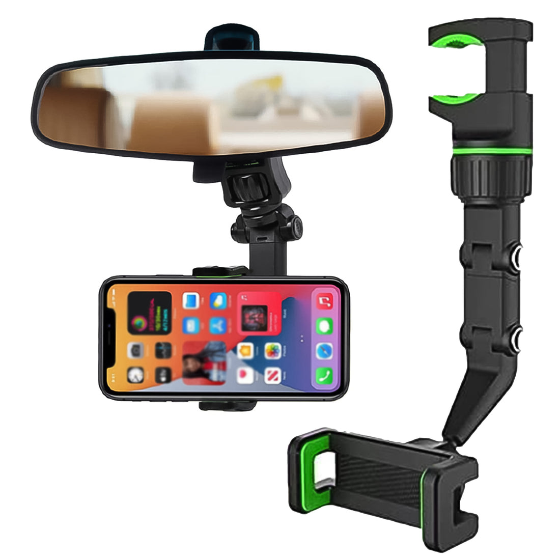 Car Rear View Mobile Holder – 360° Rotatable Mount | Velvet Wheels_0