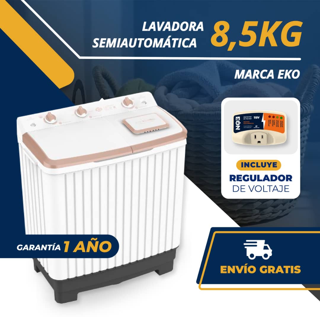 🔷 *Lavadora Semiautomática 8.5Kg Marca EKO*- Un año de Garantía- Factura garantía y propiedad