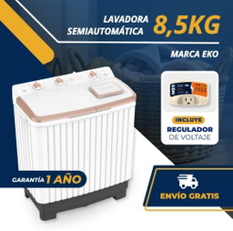 🔷 *Lavadora Semiautomática 8.5Kg Marca EKO*- Un año de Garantía- Factura garantía y propiedad