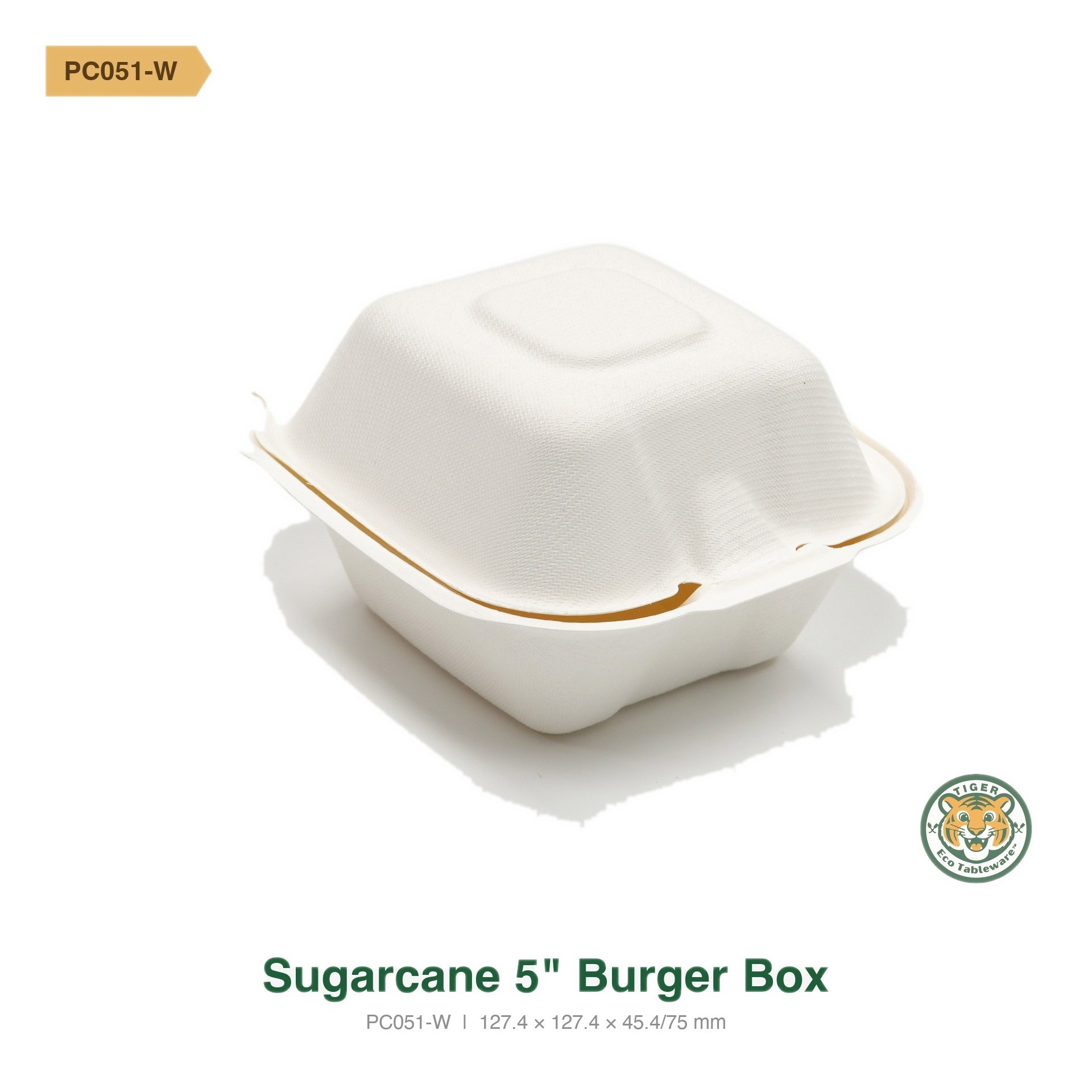 Bagasse 5" Burger Box / White (RM0.2438/pc)_1