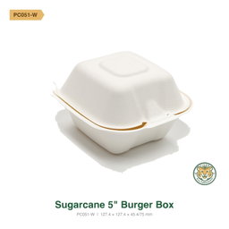 Bagasse 5" Burger Box / White (RM0.2438/pc)