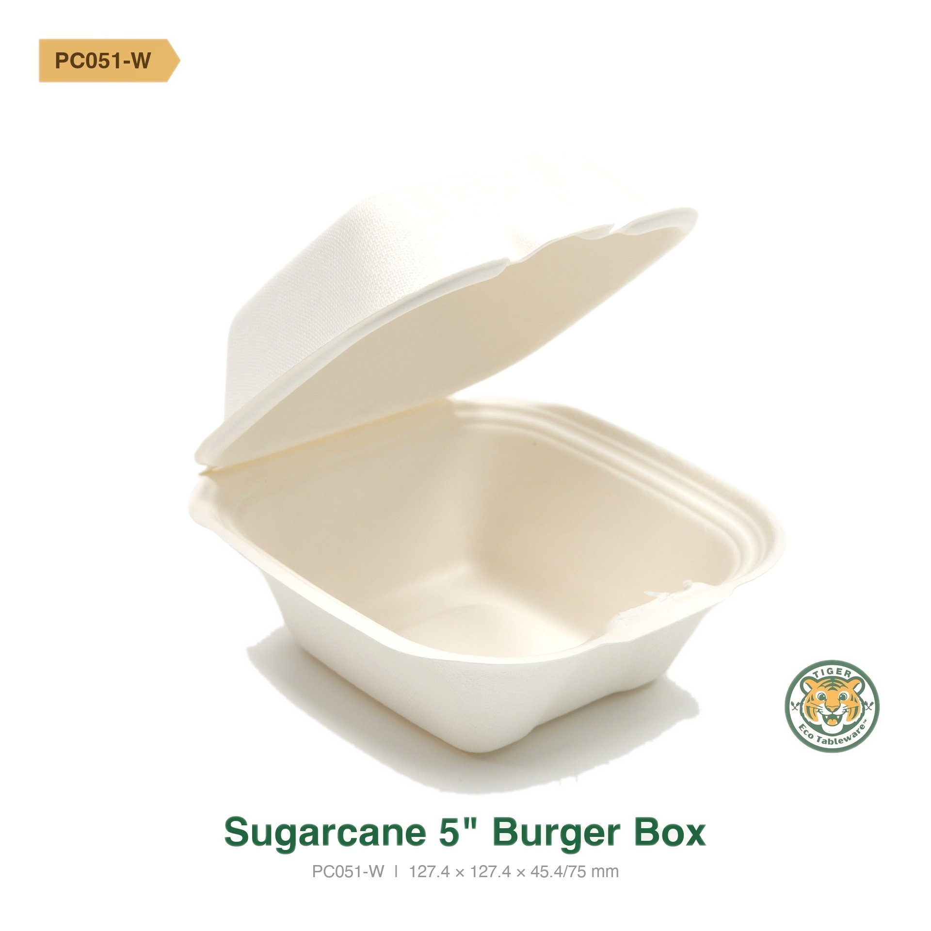 Bagasse 5" Burger Box / White (RM0.2438/pc)_2