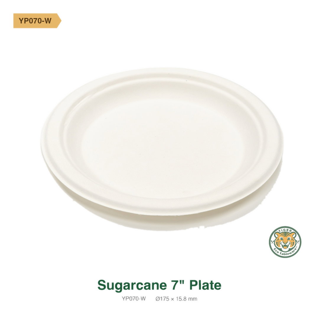 Bagasse 7" Plate / White (RM0.1356/pc)