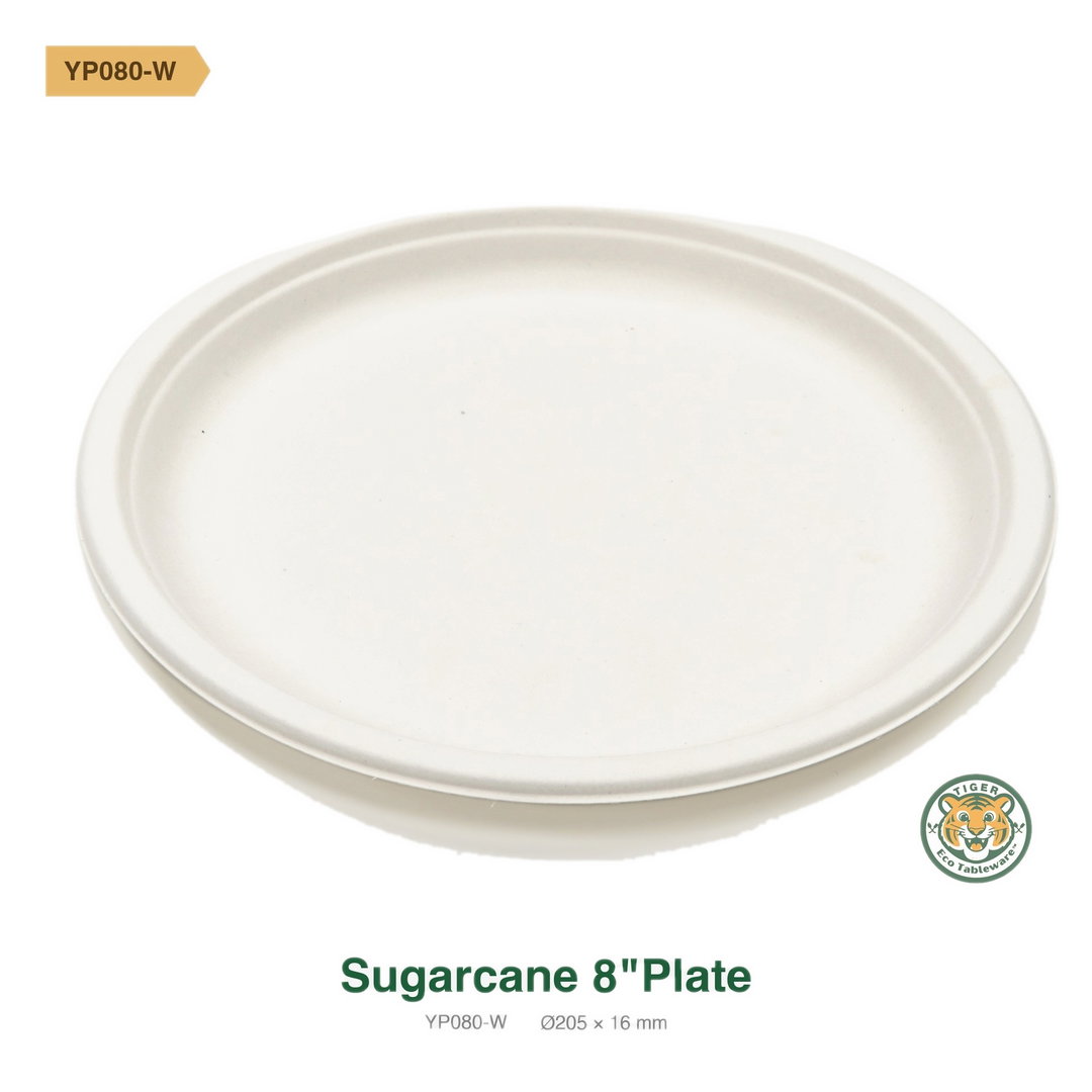 Bagasse 8" Plate / White (RM0.1862/pc)