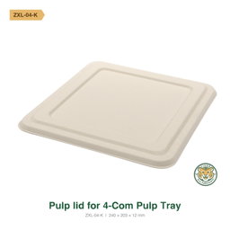 Bagasse Pulp Lid for 4-Compartment Pulp Tray / Brown (RM0.3268/pc)