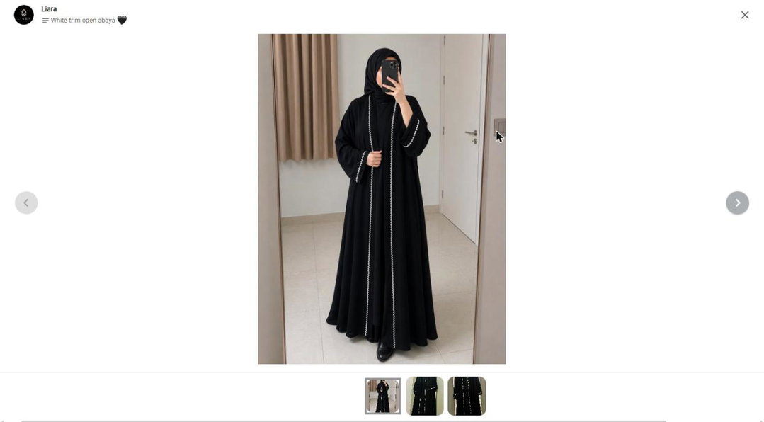 Liara White Trim Open Abaya