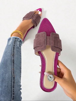 Babouche femme rose modeste
