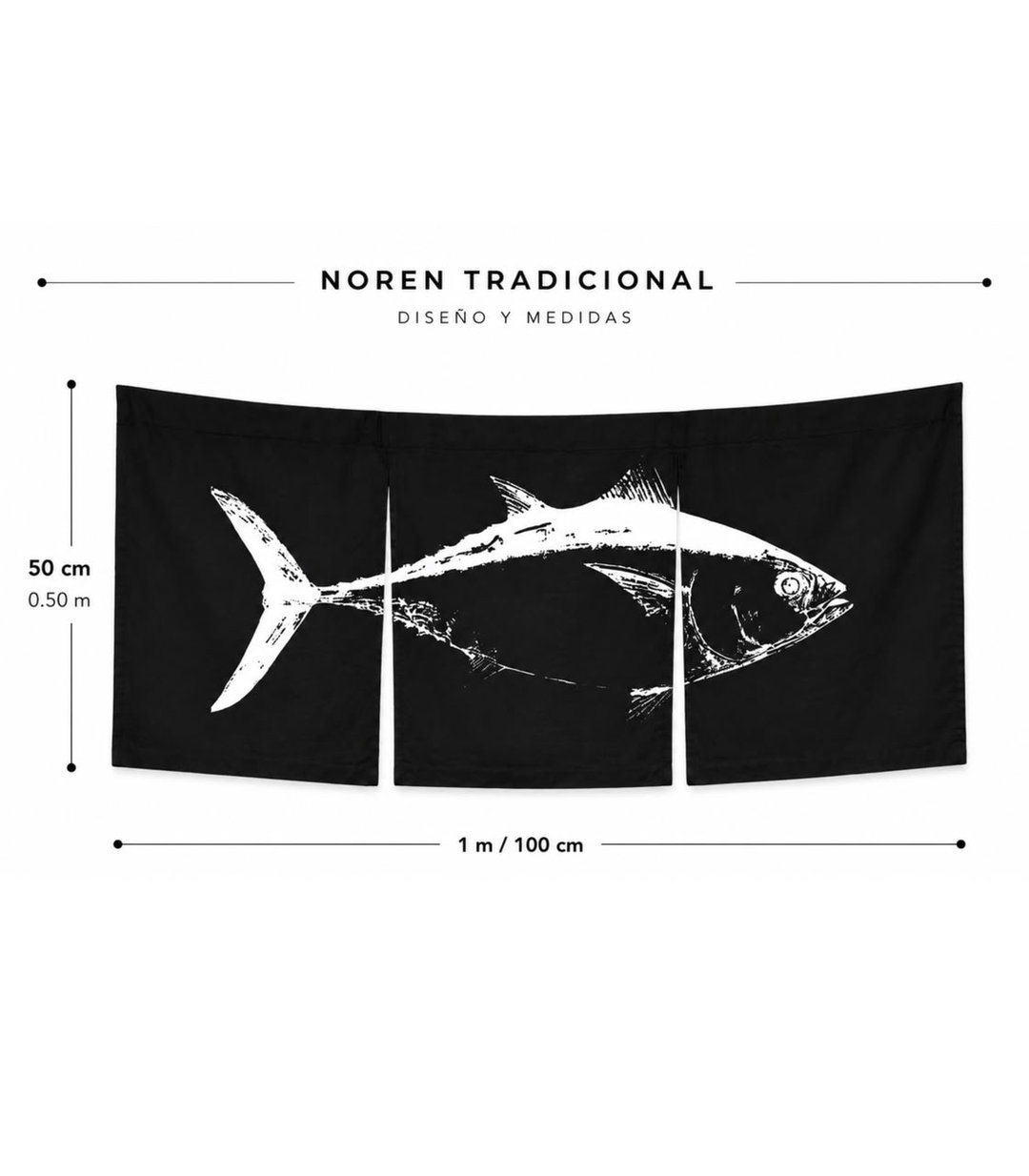 CORTINA NEGRA LOG PESCADO POLI 1MTX502 CM PZ